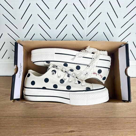 ❤️Chuck Taylor All Star Lift Platform Polka Dots 8.5 Women Shoes White A10689C❤️ - Picture 9 of 16